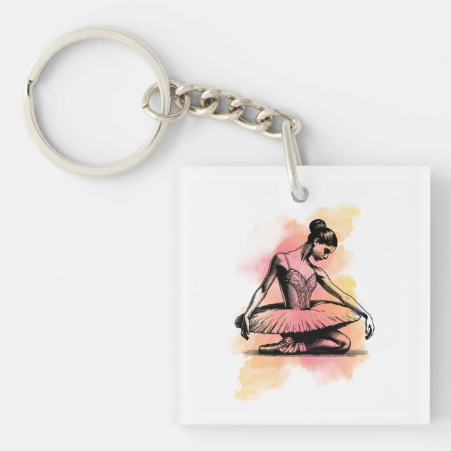 Ballerina Dancing in Colour  Key Ring (Front)