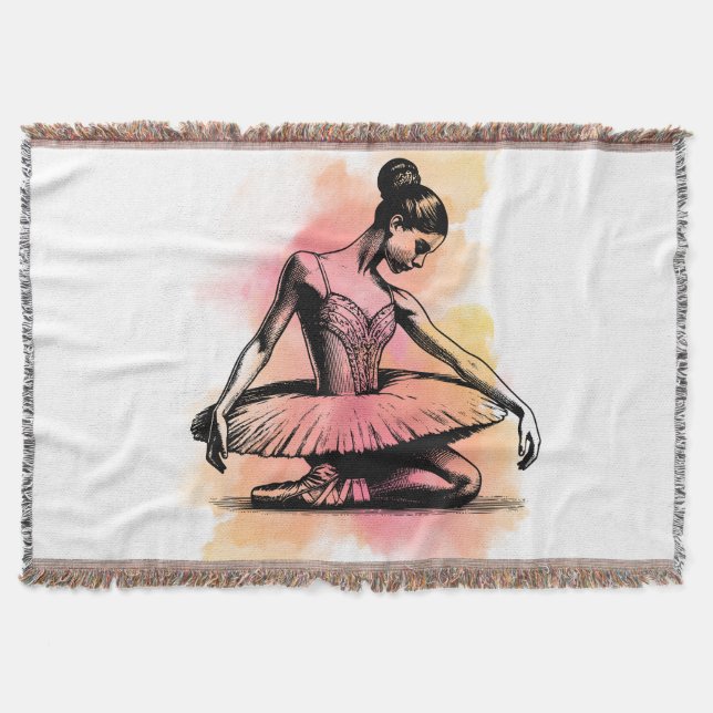 Ballerina Dancing in Colour  Throw Blanket (Front)