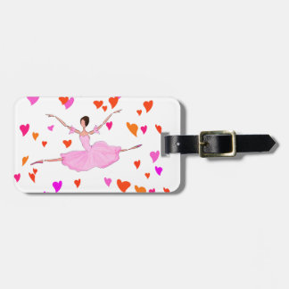 Ballerina dancing in Colourful Hearts Luggage Tag