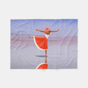 Ballerina Dancing on the Beach Fleece Blanket