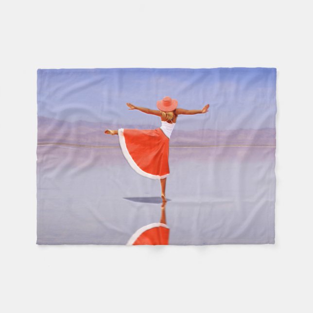 Ballerina Dancing on the Beach Fleece Blanket (Front (Horizontal))