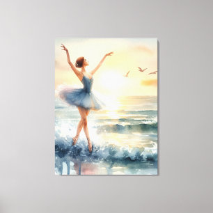 Ballerina Dancing on the Ocean Canvas Print