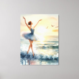 Ballerina Dancing on the Ocean Canvas Print