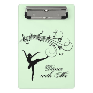 Ballerina Dancing with Music Green Mini Clipboard