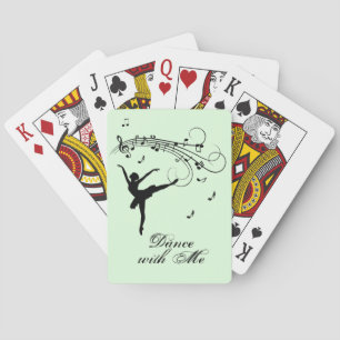 Ballerina Dancing with Music Green Playing Cards