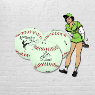Ballerina Dancing with Music Green Softball