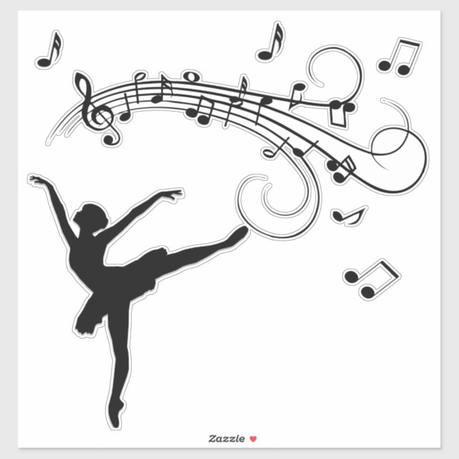 Ballerina Dancing with Music Notes (Sheet)