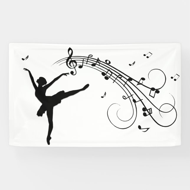 Ballerina Dancing with Music Notes Banner (Horizontal)