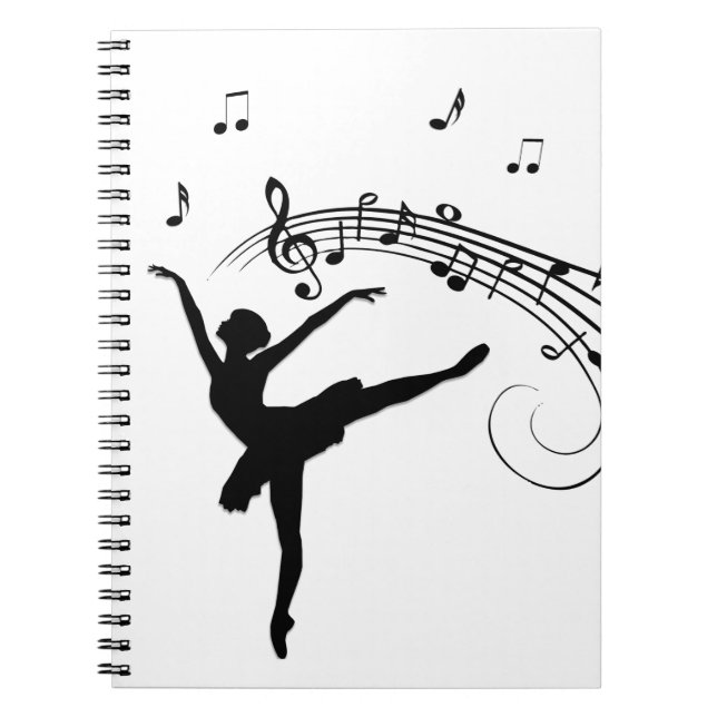 Ballerina Dancing with Music Notes Notebook (Front)