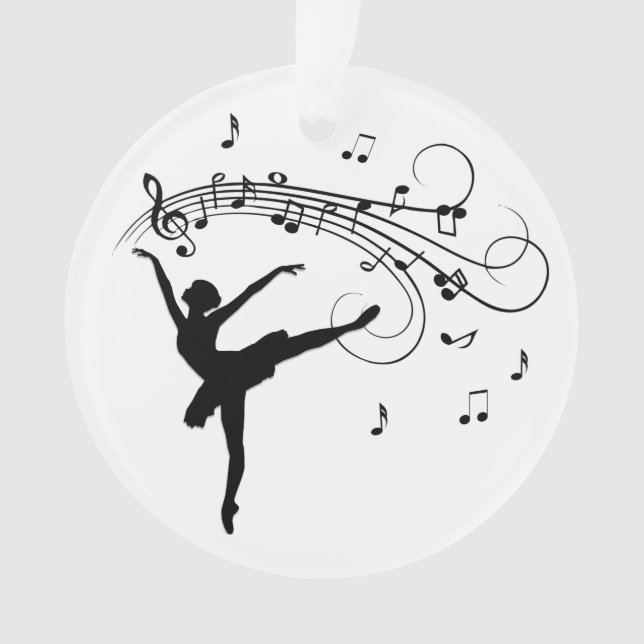 Ballerina Dancing with Music Notes Ornament (Front)