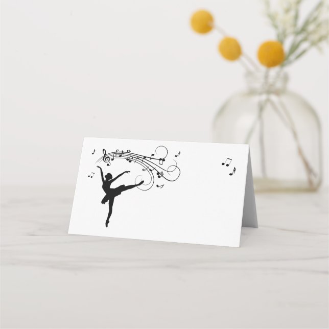 Ballerina Dancing with Music Notes Place Card (Front)