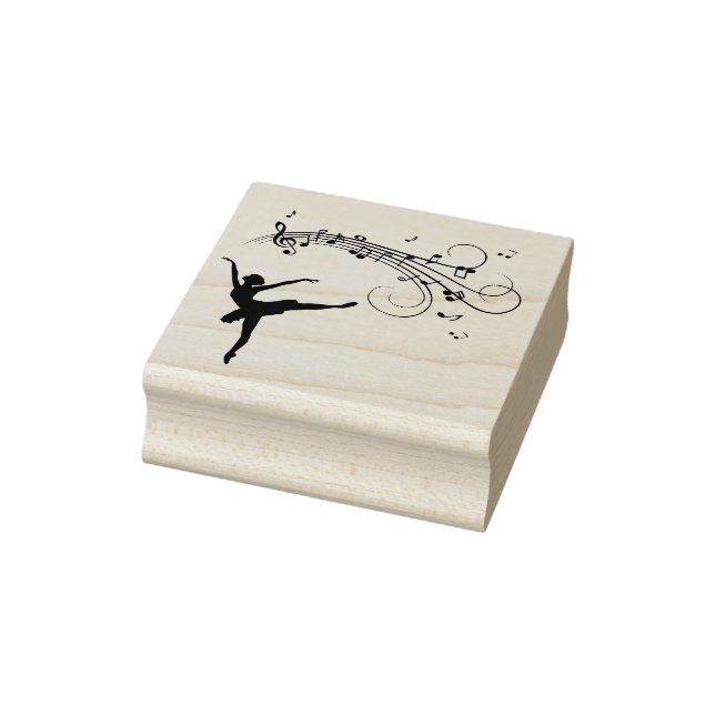 Ballerina Dancing with Music Notes Rubber Stamp (Stamp)