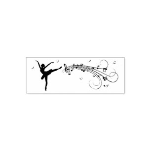 Ballerina Dancing with Music Notes Self-inking Stamp