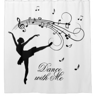 Ballerina Dancing with Music Notes Shower Curtain