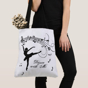 Ballerina Dancing with Music Notes Tote Bag