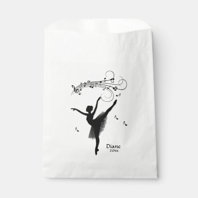Ballerina Dancing with Music Personal Favour Bags (Front)