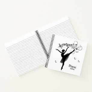 Ballerina Dancing with Music Personal Notebook