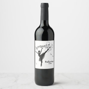 Ballerina Dancing with Music Personal Wine Label