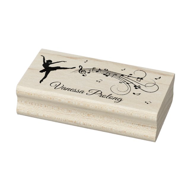 Ballerina Dancing with Music Personalised Rubber Stamp (Stamp)