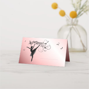 Ballerina Dancing with Music Pink Glow Place Card