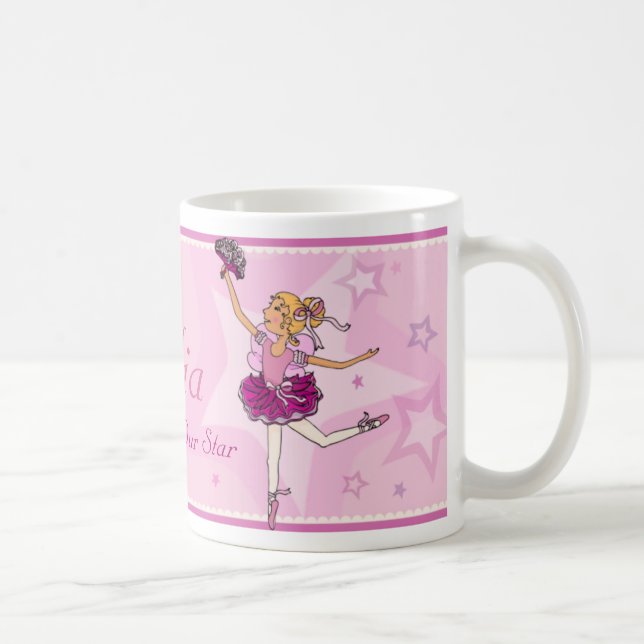 Ballerina daughter star pink & blonde girl mug (Right)