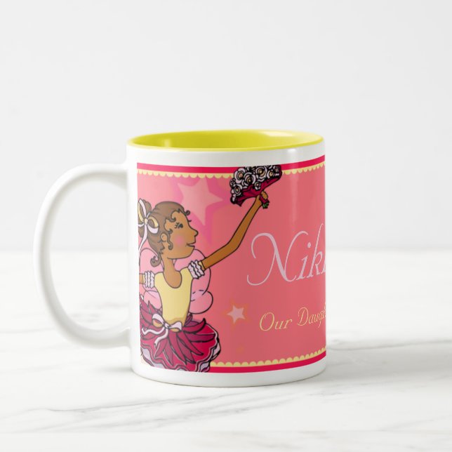 Ballerina daughter star pink & dark girl mug (Left)