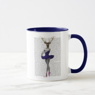 Ballerina Deer in Blue Mug