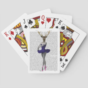 Ballerina Deer in Blue Playing Cards