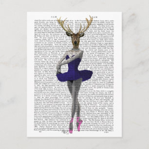 Ballerina Deer in Blue Postcard