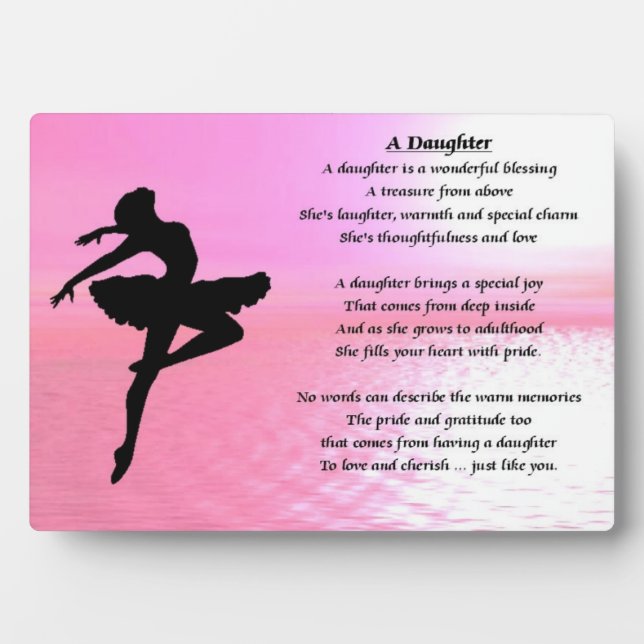 Ballerina Design - Daughter poem Plaque (Front)