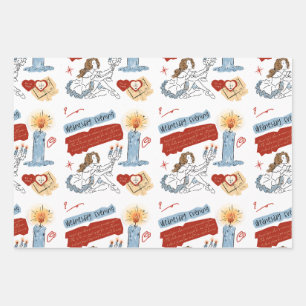 Ballerina Diary Journal Scrapbook Whimsical Wrapping Paper Sheet