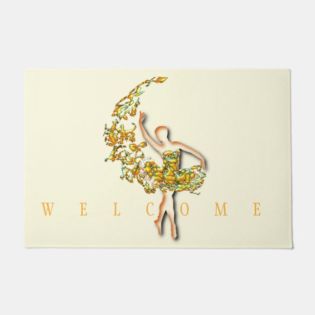 Ballerina Doormat Ballet Dancer Woman - Welcome (Front)