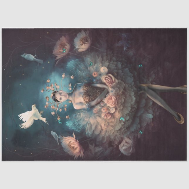  Ballerina dreaming Bird Floral Butterflies  Tissue Paper (Front)