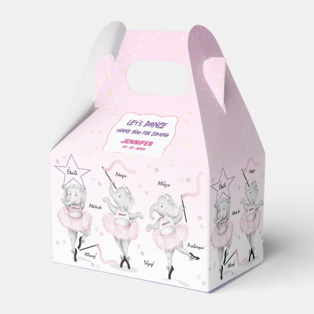 Ballerina Elephant Dance Recital Favour Box (Front Side)