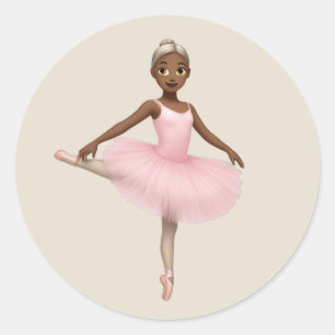 Ballerina Emoji in Pink Tutu Classic Round Sticker