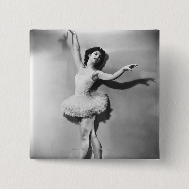 Ballerina en pointe B&W 15 Cm Square Badge (Front)