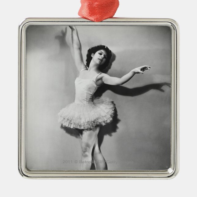 Ballerina en pointe B&W Metal Tree Decoration (Front)