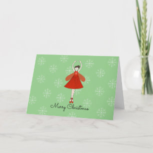 Ballerina Fairy Snowflakes Christmas Holiday Card
