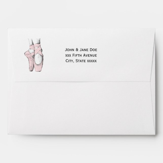Ballerina Feet on Pointe #1 Lt Pink Envelope (Back (Top Flap))