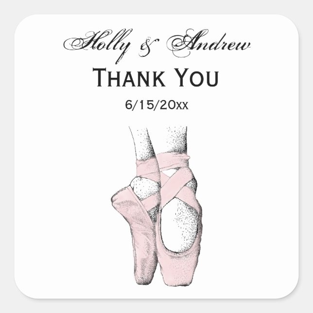 Ballerina Feet on Pointe #1 Lt Pink Square Sticker (Front)