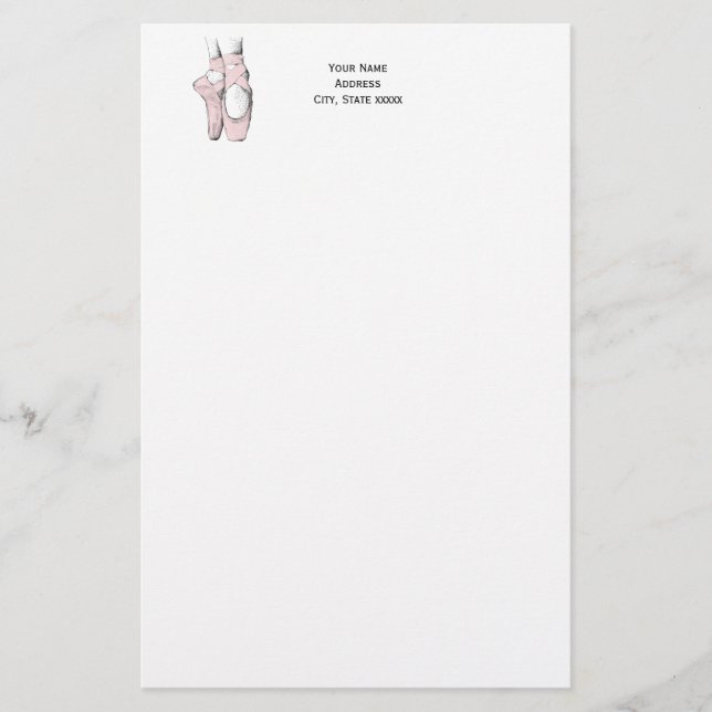 Ballerina Feet on Pointe #1 Lt Pink Stationery (Front)
