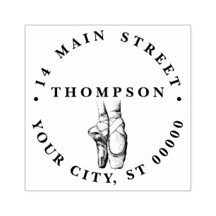 Ballerina Feet on Pointe #1 Name Return Address  Rubber Stamp