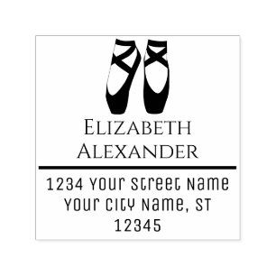 Ballerina Feet Toe Shoes on Pointe #2 Name Address Self-inking Stamp