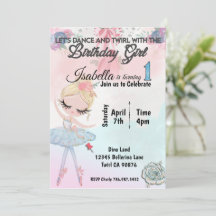 Ballerina First birthday invitation