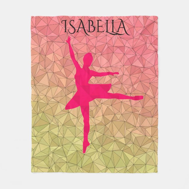 Ballerina fleece blanket personalised with name. (Front)