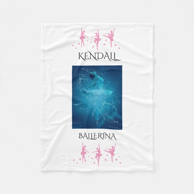 Ballerina fleece blanket with personalised name. (Front)