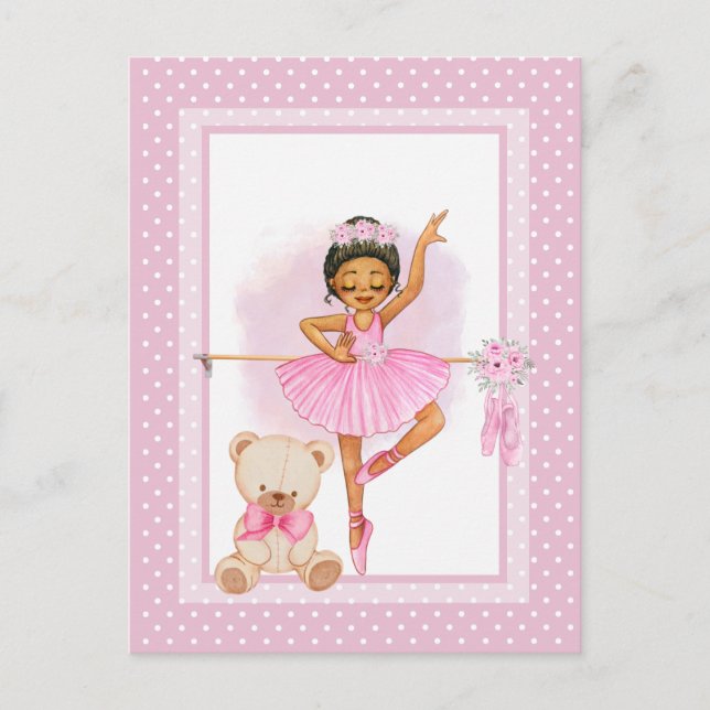 Ballerina floraI polka dots Invitation Postcard (Front)