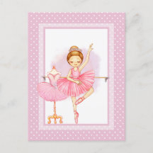 Ballerina floraI polka dots Invitation Postcard
