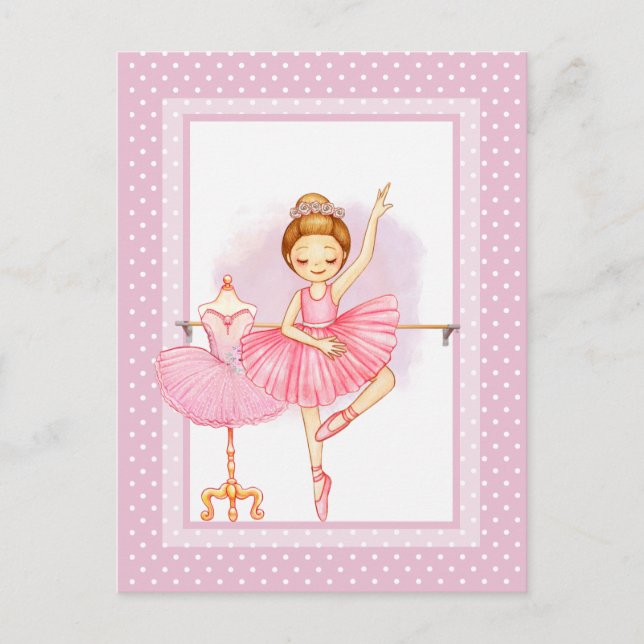 Ballerina floraI polka dots Invitation Postcard (Front)