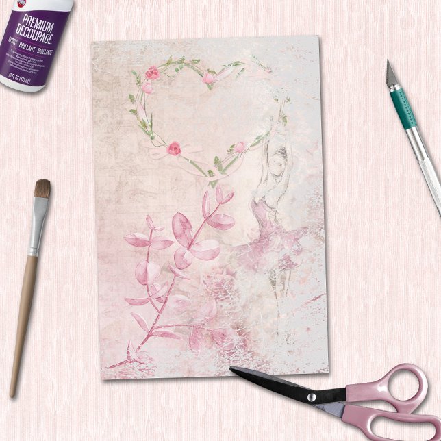 Ballerina Floral Botanical Heart Decoupage Tissue Paper (Creator Uploaded)